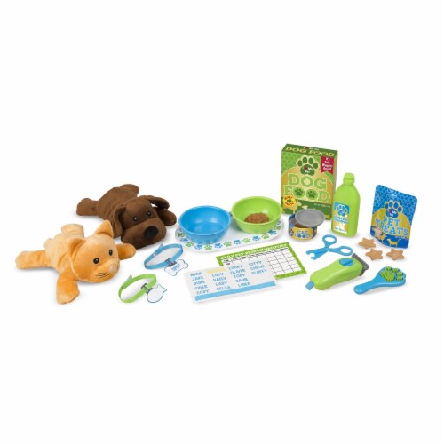melissa & doug feeding and grooming pet care play set