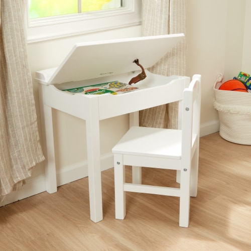 Melissa & Doug® Wooden Lift-Top Desk & Chair - White Perspective: bottom
