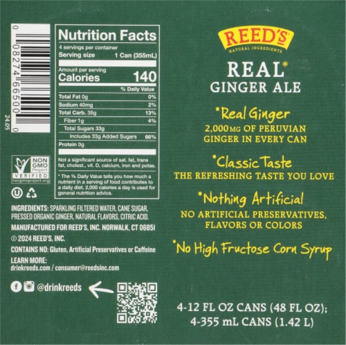 Reed's Original Real Ginger Ale Soda Bottles Perspective: bottom