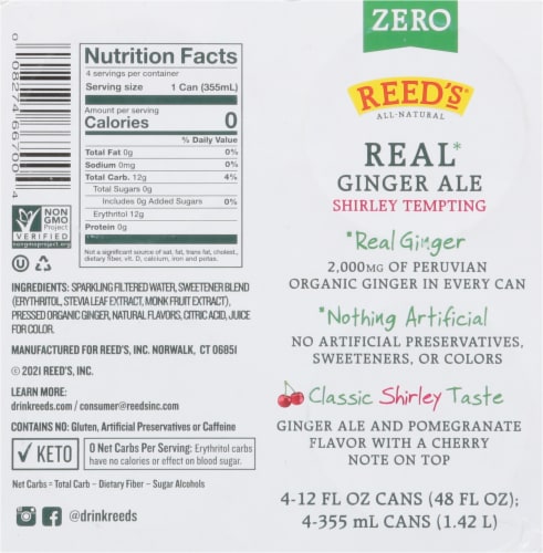 Reed's® Zero Sugar Shirley Tempting Ginger Ale with Cherry Perspective: bottom