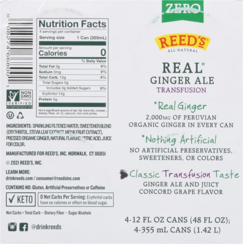 Reed’s Real Ginger Ale with Grapes Non-Alcoholic Mocktail or Mix Perspective: bottom
