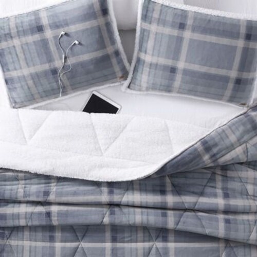 ugg avery throw blanket for two in grey plaid