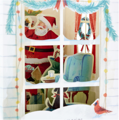 Christmas Card #38: Hallmark Paper Wonder Pop Up Holiday Card (Santa Scene Pop Up) Perspective: bottom