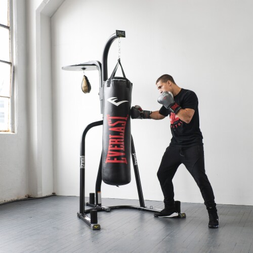 Everlast 2 Station Dual Heavy Duty Powder Coated Steel Heavy and Speed Bag Stand Perspective: bottom