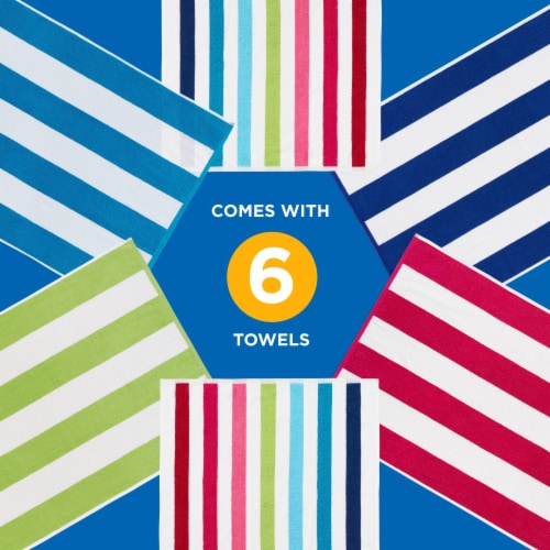 Ben Kaufman Cabana Stripe Beach Towels, Oversized, Quick-Dry Cotton, 30 x 60 , 6PK Perspective: bottom