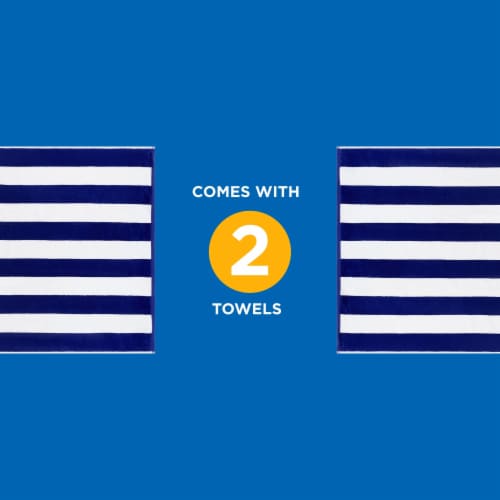 Ben Kaufman Oversized Striped Towels, 100% Cotton, Quick-Dry, 32 x 62 , Blue 2PK Perspective: bottom