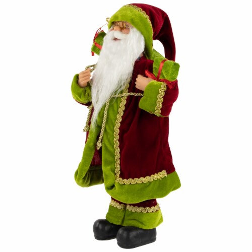 Northlight 10.25 Red and Green Santa Claus Cut-Out with Miniature