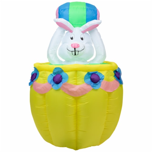Northlight 5.5ft Lighted and Animated Inflatable Easter Bunny Basket Outdoor Decoration Perspective: bottom