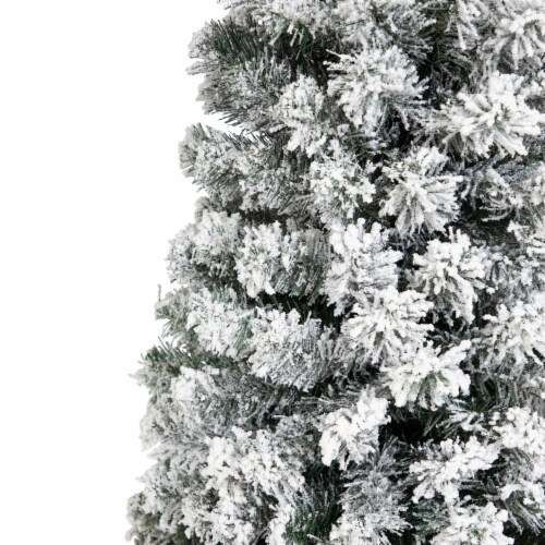 Northlight Pencil Flocked Pine Artificial Christmas Tree - 6' - Unlit Perspective: bottom
