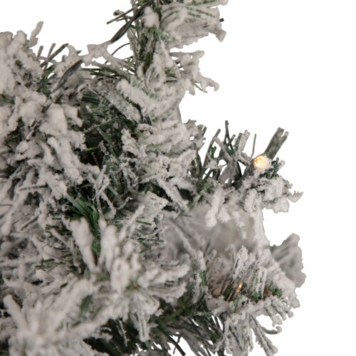 Northlight 2' Pre-Lit Medium Flocked Bristol Pine Artificial Christmas Tree - Warm Clear LED Perspective: bottom