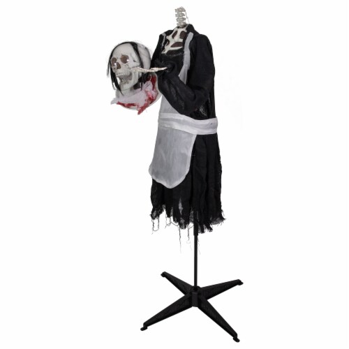 Northlight 57 Spooky Town Animated LED Lighted Head-in-Hand Skeleton Maid Halloween Perspective: bottom