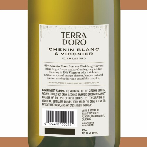 Terra D'Oro Chenin Blanc Viognier California White Wine 750 ml Perspective: bottom