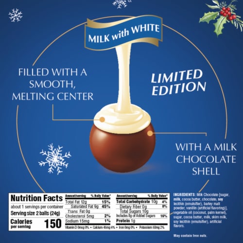 Lindt LINDOR Snowman Milk and White Chocolate Christmas Candy Truffles Bag Perspective: bottom