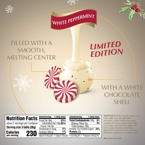 Lindt LINDOR Peppermint White Chocolate Christmas Candy Truffles Bag Perspective: bottom