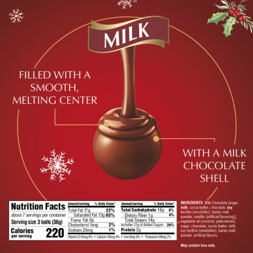 Lindt LINDOR Milk Chocolate Christmas Candy Truffles Bag Perspective: bottom