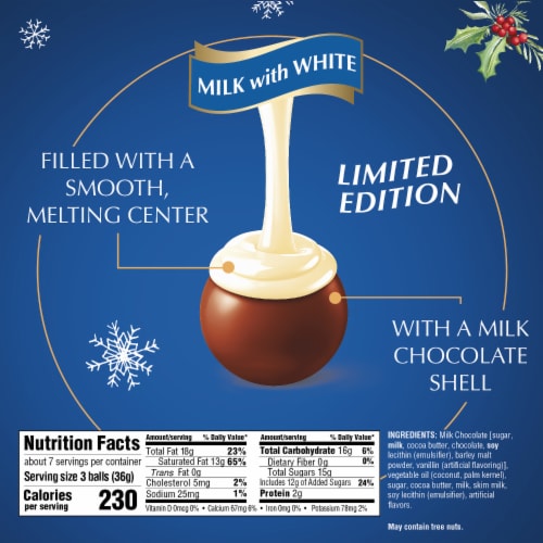 Lindt LINDOR Snowman Milk with White Milk Chocolate Christmas Candy Truffles Bag Perspective: bottom