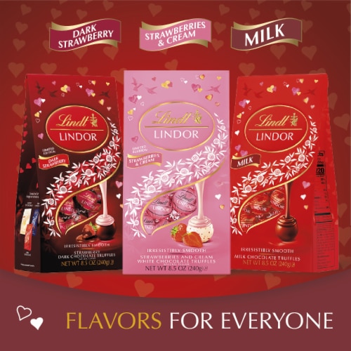Lindt LINDOR Valentine's Day Milk Chocolate Candy Truffles Bag Perspective: bottom