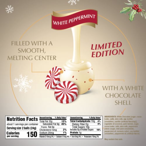 Lindt LINDOR Peppermint White Chocolate Christmas Candy Truffles Bag Perspective: bottom