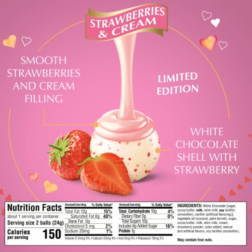 Lindt LINDOR Valentine's Day Strawberries and Cream White Chocolate Candy Truffles Mini Bag Perspective: bottom