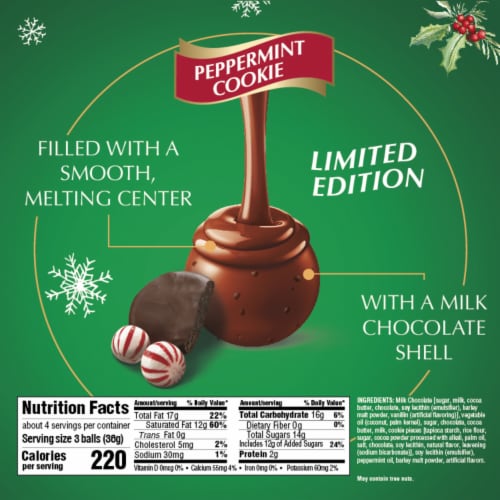 Lindt LINDOR Limited Edition Peppermint Cookie Milk Chocolate Christmas Candy Truffles Bag Perspective: bottom
