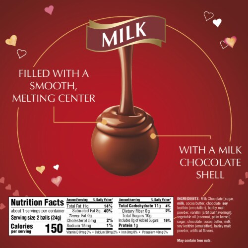 Lindt LINDOR Valentine's Day Milk Chocolate Candy Truffles Mini Bag Perspective: bottom