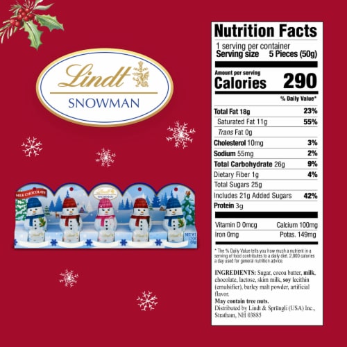 Lindt Mini Snowman Milk Chocolate Christmas Candy Pack Perspective: bottom