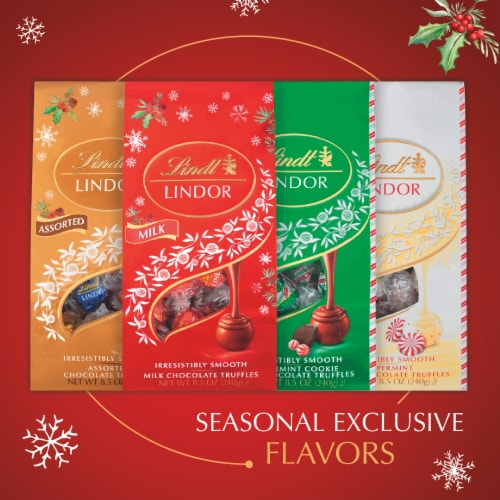 Lindt LINDOR Milk Chocolate Candy Truffles Traditions Gift Box Perspective: bottom