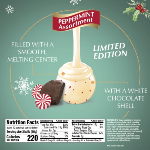 Lindt LINDOR Assorted Peppermint Chocolate Christmas Candy Truffles Bag Perspective: bottom