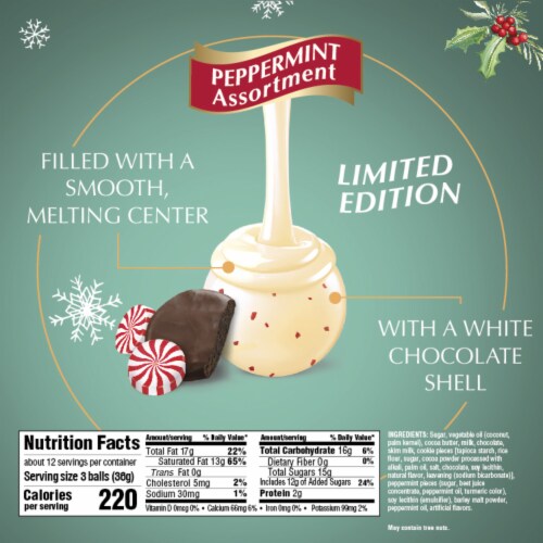 Lindt LINDOR Assorted Peppermint Chocolate Christmas Candy Truffles Bag Perspective: bottom