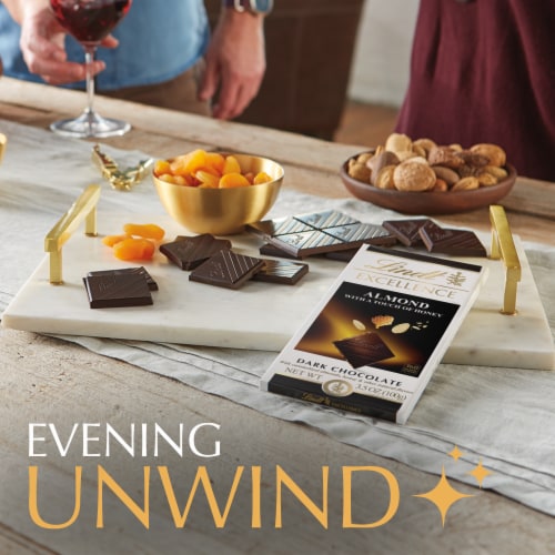 Lindt EXCELLENCE Almond with a Touch of Honey Dark Chocolate Candy Bar Perspective: bottom