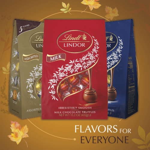 Lindt LINDOR Fall Harvest Assortment Milk Chocolate Candy Truffles Bag Perspective: bottom