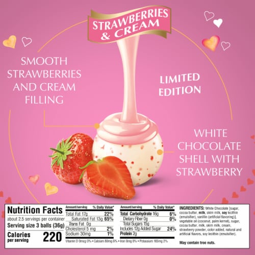 Lindt LINDOR Valentine's Day Strawberries and Cream White Chocolate Candy Truffles Heart Gift Box Perspective: bottom
