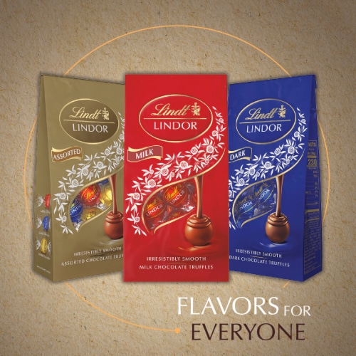 Lindt LINDOR Non-Dairy Oatmilk Dark Chocolate Candy Truffles Bag Perspective: bottom