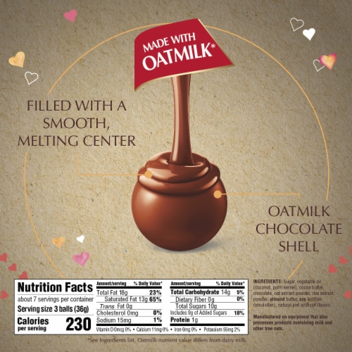 Lindt LINDOR Valentine's Day Non-Dairy Oatmilk Chocolate Candy Truffles Bag Perspective: bottom