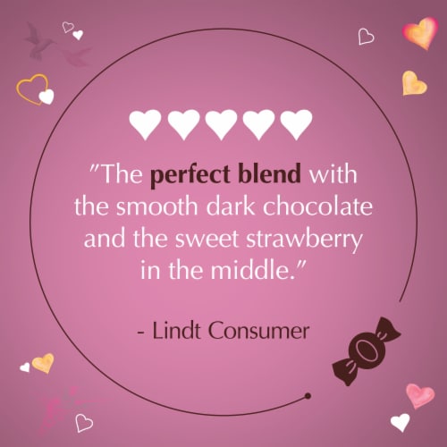 Lindt LINDOR Valentine's Day Strawberry Dark Chocolate Candy Truffles Friend Heart Gift Box Perspective: bottom