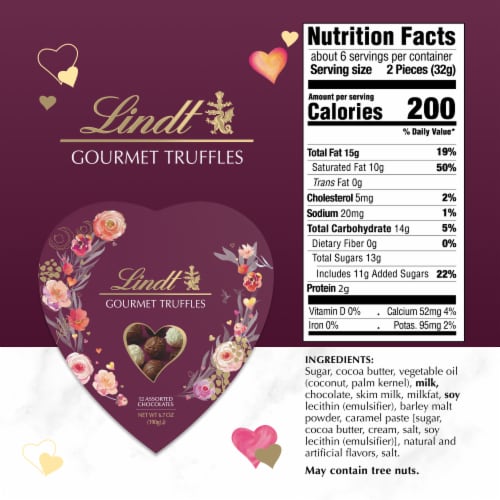 Lindt Valentine's Day Gourmet Truffles Assorted Chocolate Candy Heart Gift Box Perspective: bottom