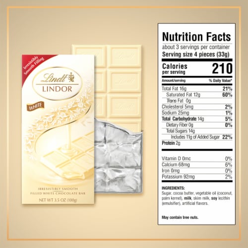 Lindt LINDOR White Chocolate Candy Truffle Bar Perspective: bottom