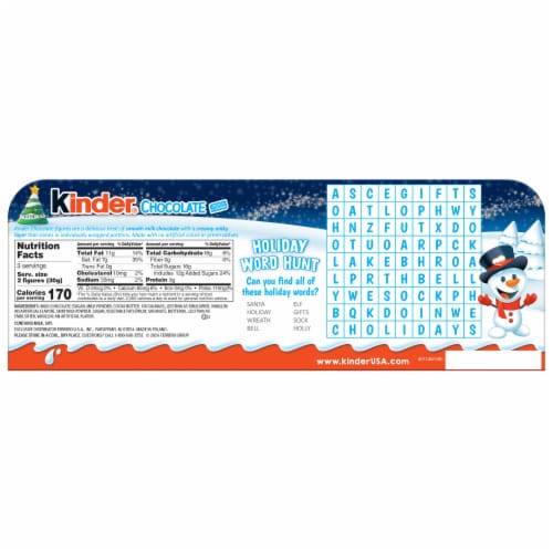 Kinder Milk Chocolate with Creamy Milky Filling Mini Snowman Figures Stocking Stuffers Holiday Gift Perspective: bottom