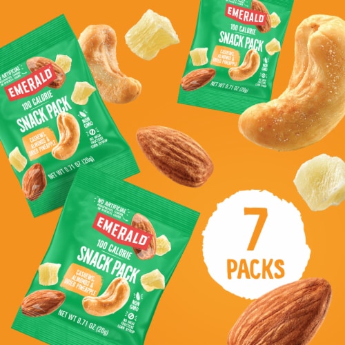 Emerald® Cashews & Almonds with Dried Pineapple Snack Packs Perspective: bottom