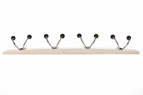 Spectrum Stratford 4-Double Hook Wood Rack - White/Chrome Perspective: bottom