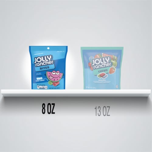JOLLY RANCHER Bites Assorted Green Apple and Watermelon Flavored Chewy Candy Resealable Bag Perspective: bottom