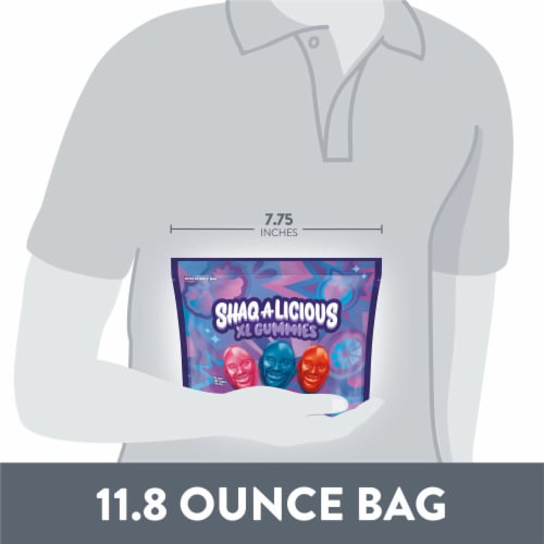 SHAQ-A-LICIOUS XL GUMMIES Original Flavor Chewy Candy Bag Perspective: bottom