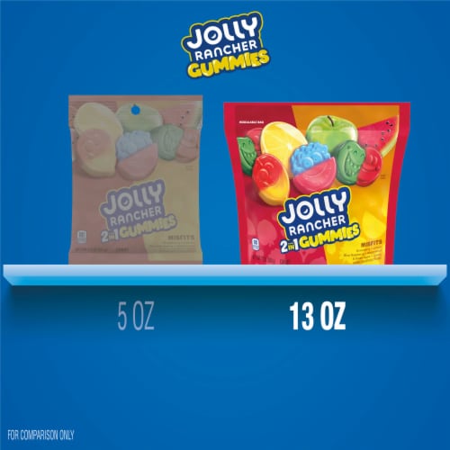 JOLLY RANCHER Gummies Misfits 2-in-1 Fruit Flavored Candy Bag Perspective: bottom