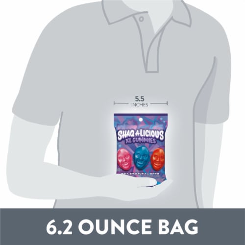 SHAQ-A-LICIOUS XL GUMMIES Original Flavor Chewy Candy Bag Perspective: bottom