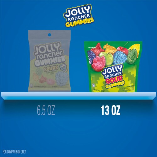 JOLLY RANCHER Sour Gummies Assorted Fruit Flavored Candy Resealable Bag Perspective: bottom