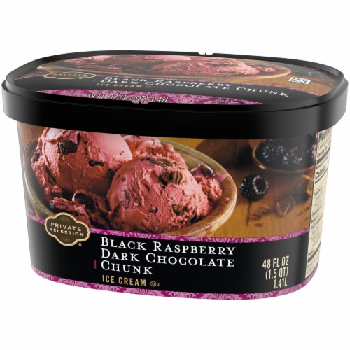 Private Selection® Black Raspberry Dark Chocolate Chunk Ice Cream Tub Perspective: bottom