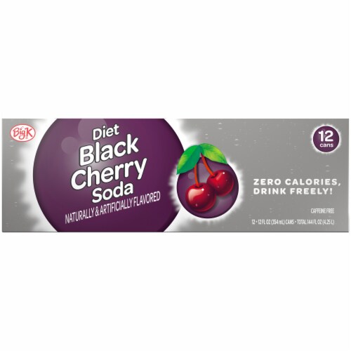 Big K® Diet Black Cherry Soda Cans Perspective: bottom