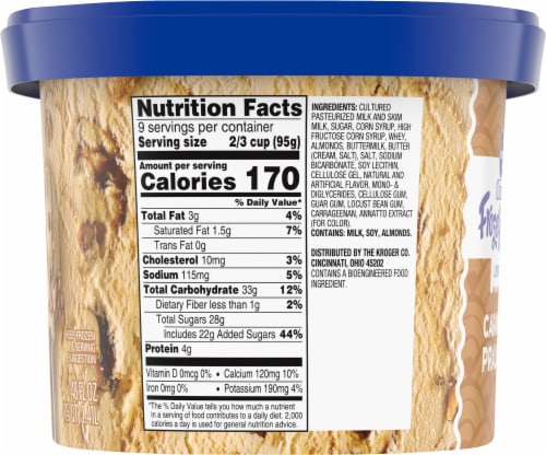 Kroger® Deluxe Low Fat Caramel Praline Frozen Yogurt Tub Perspective: bottom