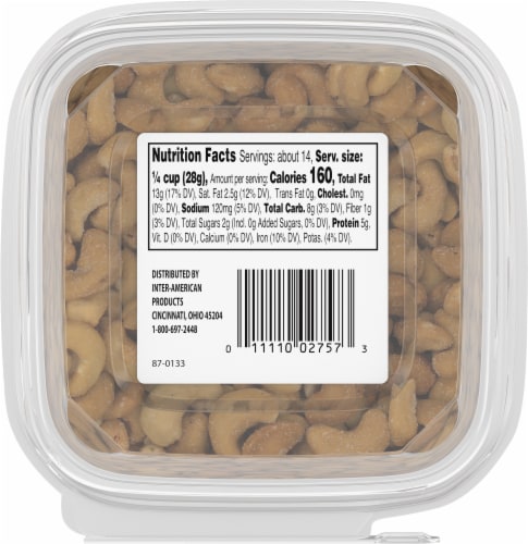 Pre Packaged Bulk Roasted Salted Cashew Nuts Perspective: bottom