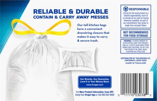Kroger® Tall 13 Gallon Kitchen Drawstring Trash Bags Perspective: bottom